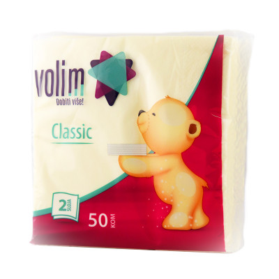 Napkins two-layer 33x33 yellow 50 pieces Volim