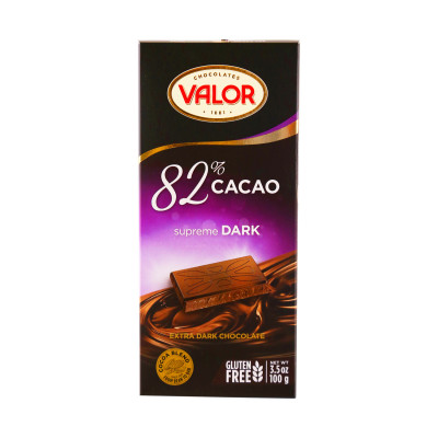Extra dark chocolate 82% gluten free 100 g Valor