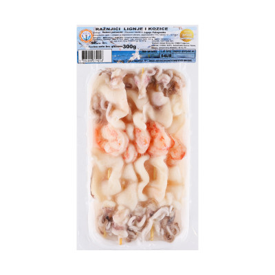 Skewers of squid and shrimp skin pack 300 g Coral