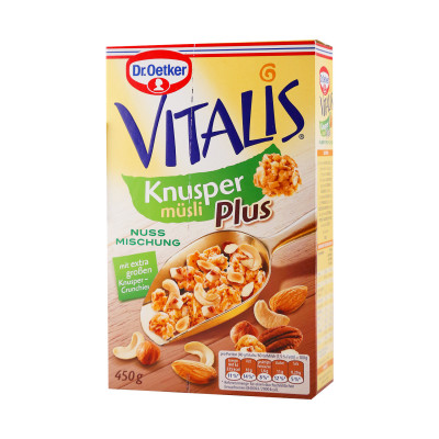Vitalis muesli crispy plus stone fruit mix 450 g Dr. Oetker