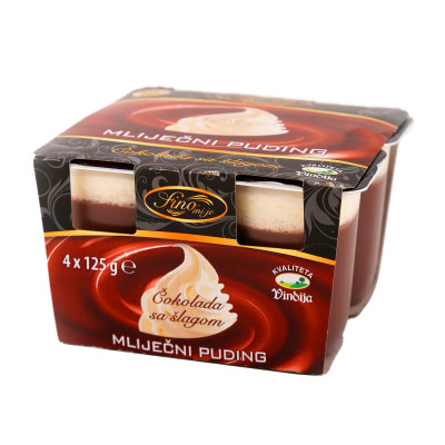 Chocolate pudding with whipped cream 4x125 g Vindija