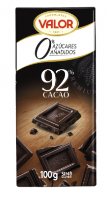 Dark chocolate 92% sugar & gluten free 100g Valor