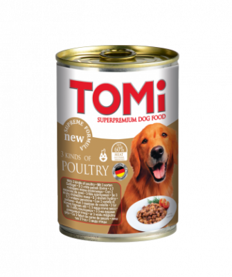 Dog food 3 types of poultry 400g Tomi