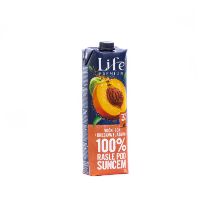 Peach juice Life 100% 1l Nectar